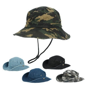 Outdoor Fischerhut Breite Krempe Denim Baumwolle Canvas Atmungsaktiv Western Cowboy Sonnenhut Mit Verstellbarem Kordelzug