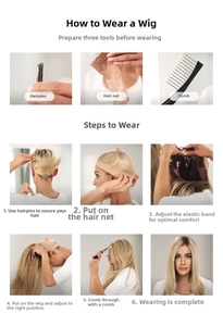 Step-by-step tutorial for wearing long blonde wavy wig with essential styling accessories