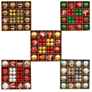 80pcs Christmas ornament ball sets with painted patterns for holiday tree decorations