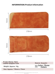 Detaillierte Größenangaben für die Vintage Brillenetui aus braunem weichem Leder-Etui