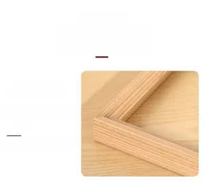 Macro detail of natural solid wood picture frame with 45-degree micro-seam joint