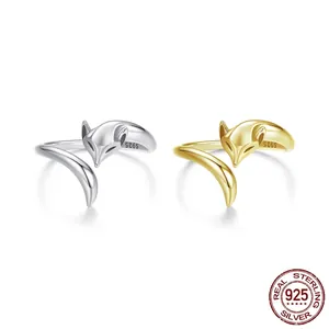 Charming animal fox open rings in silver and gold made of S925 sterling silver
