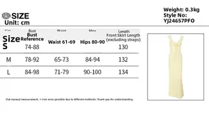 Size chart for ruffle tie dress with bust waist hips and length measurements