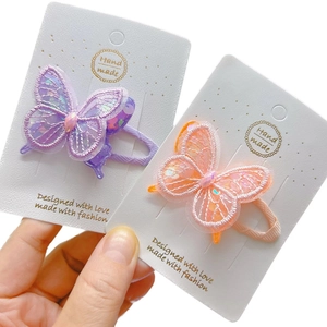 Embroidered butterfly hair clips with sequins and jewels for girls, set of two pieces