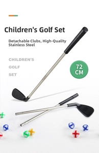 Detalle del palo de golf desmontable de 72 cm en acero inoxidable con pelotas de colores