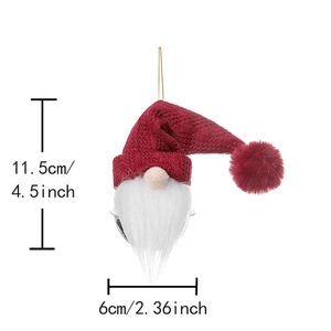Nordic Christmas gnome hanging ornament with red hat and silver bell, 11.5x6cm size guide
