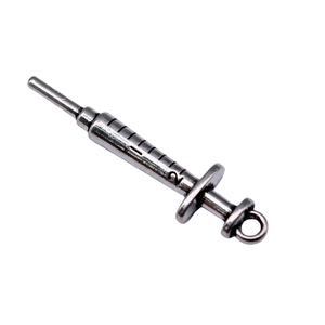 Vintage silver syringe charm with engraved scale markings for DIY jewelry making