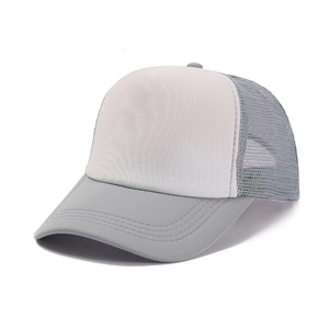 Detail of breathable mesh panels and reinforced stitching on a bicolor trucker cap