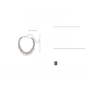 Detail specifications of silver alloy double-layered choker with small lock and 43cm chain