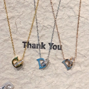 Collier Pendentif Lettre D À Double Anneau Entrelacé En Acier Titane Avec Zircone Chaîne De Clavicule Étincelante Bijoux Femmes