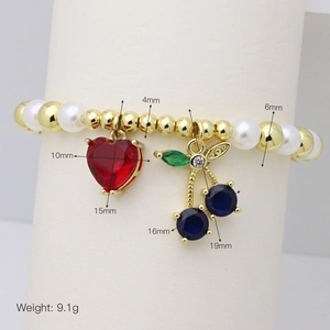 Guida alle dimensioni per bracciale con perline e ciondoli a ciliegia, peso di 9,1g