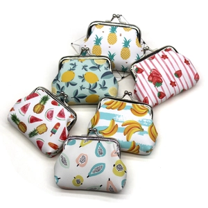 Cute Fruit Print Kiss-Lock Coin Purse For Women Students Kids PU Leather Mini Pocket Wallet For Coins Keys Daily Handbag