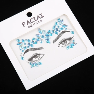 Close-up of Aurora Blue iridescent face rhinestones in various geometric shapes