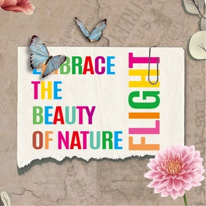 Close-up of retro butterfly and flower alphabet stickers for scrapbook decoration