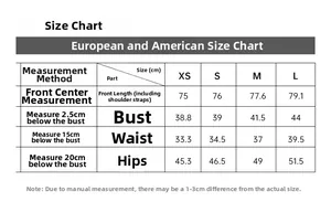 Detailed size chart in centimeters for sexy cutout bow shorts set with measurement guide