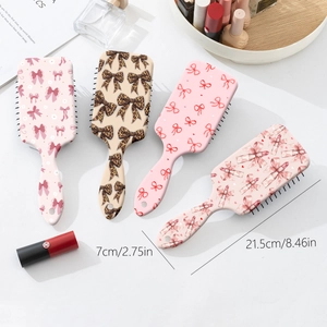 Air cushion hairbrushes set with cute bow patterns and dimensions 8.46 x 2.75 inches