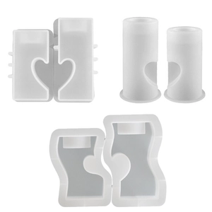 Set di stampi in silicone a cuore per candelieri cilindrici in gesso e resina fai da te