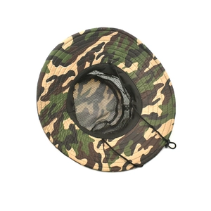 Jungle camouflage boonie hat for men and women featuring breathable mesh lining and strap