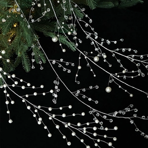Elegant Christmas pearl and crystal bead garland for festive tree and wreath decoration