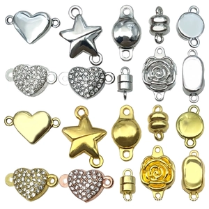 Zinc Alloy Magnetic Jewelry Clasps Connector DIY Necklace Bracelet Findings Heart Star Rose Flower Shape Rhinestone Link Clasp Accessory