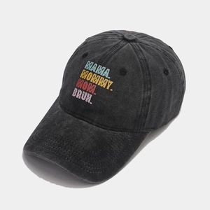 Casquette vintage en coton délavé avec impression texte colorée MAMA MOMMY MOM BRUH