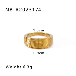 Macro detail of gold-plated geometric ring with measurements and textured surface
