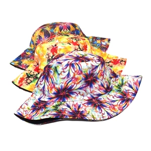 Trend tie-dye reversible bucket hats with colorful abstract graffiti for outdoor sun protection