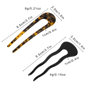 U-shaped acetate hairpins in tortoiseshell and black minimalist styles for hair styling