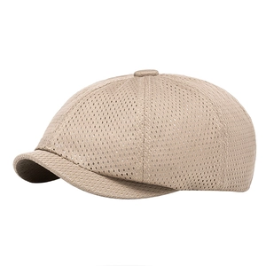 Beige mesh newsboy cap for summer breathable outdoor sun protection for men and women