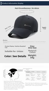 Tabella taglie e dimensioni per il cappellino da baseball unisex in cotone grigio scuro