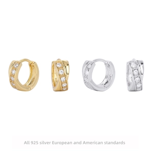 925 Sterling Silver Interlocking Hoop Earrings Fashion Simple Micro Inlaid Zirconia Geometric Ear Buckle Jewelry For Women