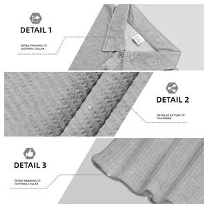 Grey waffle knit men polo shirt featuring premium texture detail and classic lapel collar