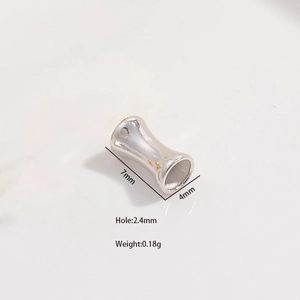 S925 sterling silver bamboo joint bead for DIY jewelry, 7mm length and 4mm diameter