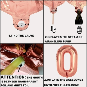 Guida passo-passo per gonfiare il palloncino oro rosa numero 0 per decorazioni feste