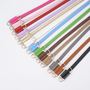 Elegant PU leather thin waist belts with gold metal buckles in various colors on white background