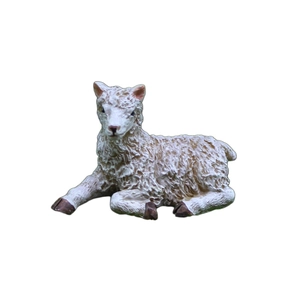 Realistic white resin sheep figurine with detailed curly wool for garden micro landscape