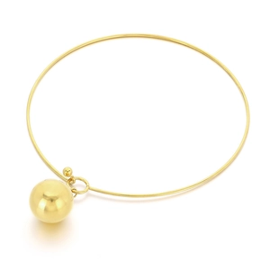 Collier ras de cou en acier inoxydable doré avec pendentif sphérique creux poli