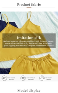 Detail view of imitation silk satin pajamas set with smooth five-satin weave texture
