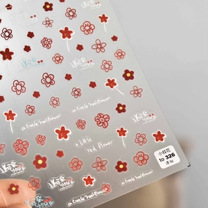 5D red flower nail art stickers with ultra-thin adhesive backing model to 326