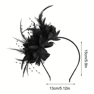 Feather Mesh Flower Fascinator Headband Vintage Party Wedding Derby Racing Hair Accessories For Women Hairband