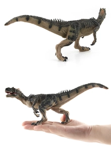 Macro details of realistic Allosaurus dinosaur model with textured skin and dorsal spines