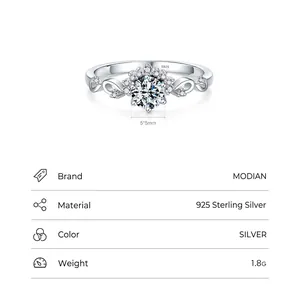 S925 sterling silver ring with 5mm cubic zirconia in a heart crown hollow setting