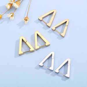 Minimalist Geometric Triangle Hoop Earrings Stainless Steel High Polished Metal Jewelry For Men And Women Fashion Style