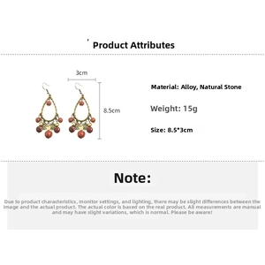 Detail view of retro teardrop earrings with dimensions 8.5x3cm and 15g weight
