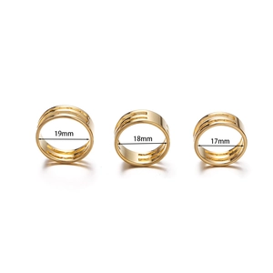 Three sizes of gold stainless steel jump ring tools with 17mm, 18mm, and 19mm inner diameters