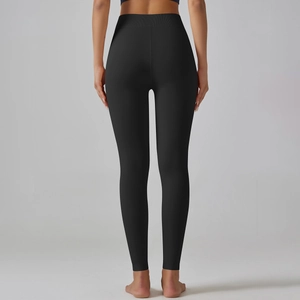 Rear view of high waist thermal leggings showing compression fit and push-up effect