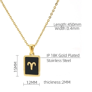 Détails du collier bélier en acier inoxydable plaqué or 18K avec pendentif acrylique noir
