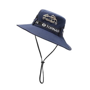 Cappello da sole blu navy da uomo con ricamo e sottogola regolabile per l'uso all'aperto