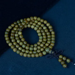 Collier en Perles de Prière en Bois de Santal Vert Argentin Naturel Bracelet en Perles de Bois de Gaïac Multi-couches pour la Méditation Bijoux Mala en Bois Poli Ethnique Unisexe