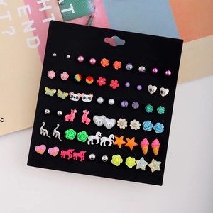 Cartoon Ohrstecker Legierung Harz Bunt Einhorn Schmetterling Herz Blumen Formen Mode Schmuck Für Frauen Mädchen Mit Ohrringpfosten